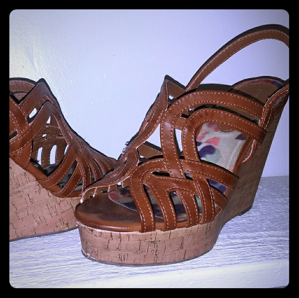 Brown wedge heels